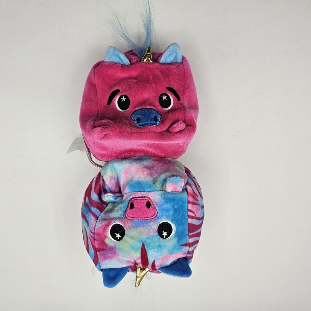 Moosh Moosh Flip-Ems Squared 2 Aurora Plush Reversible Toy Buddies Pink 5 in